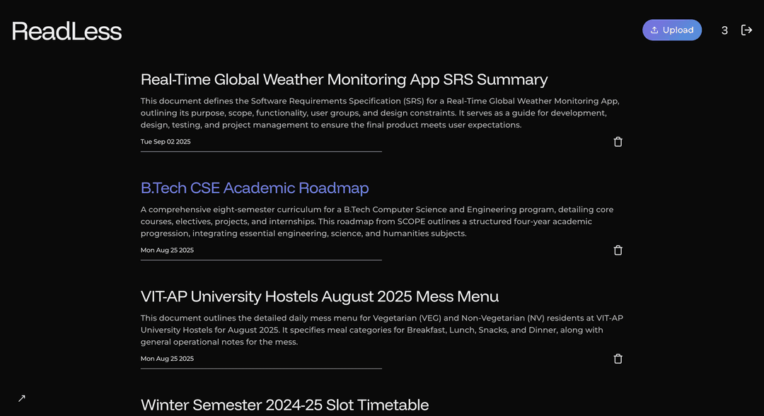 Read-Less project screenshot